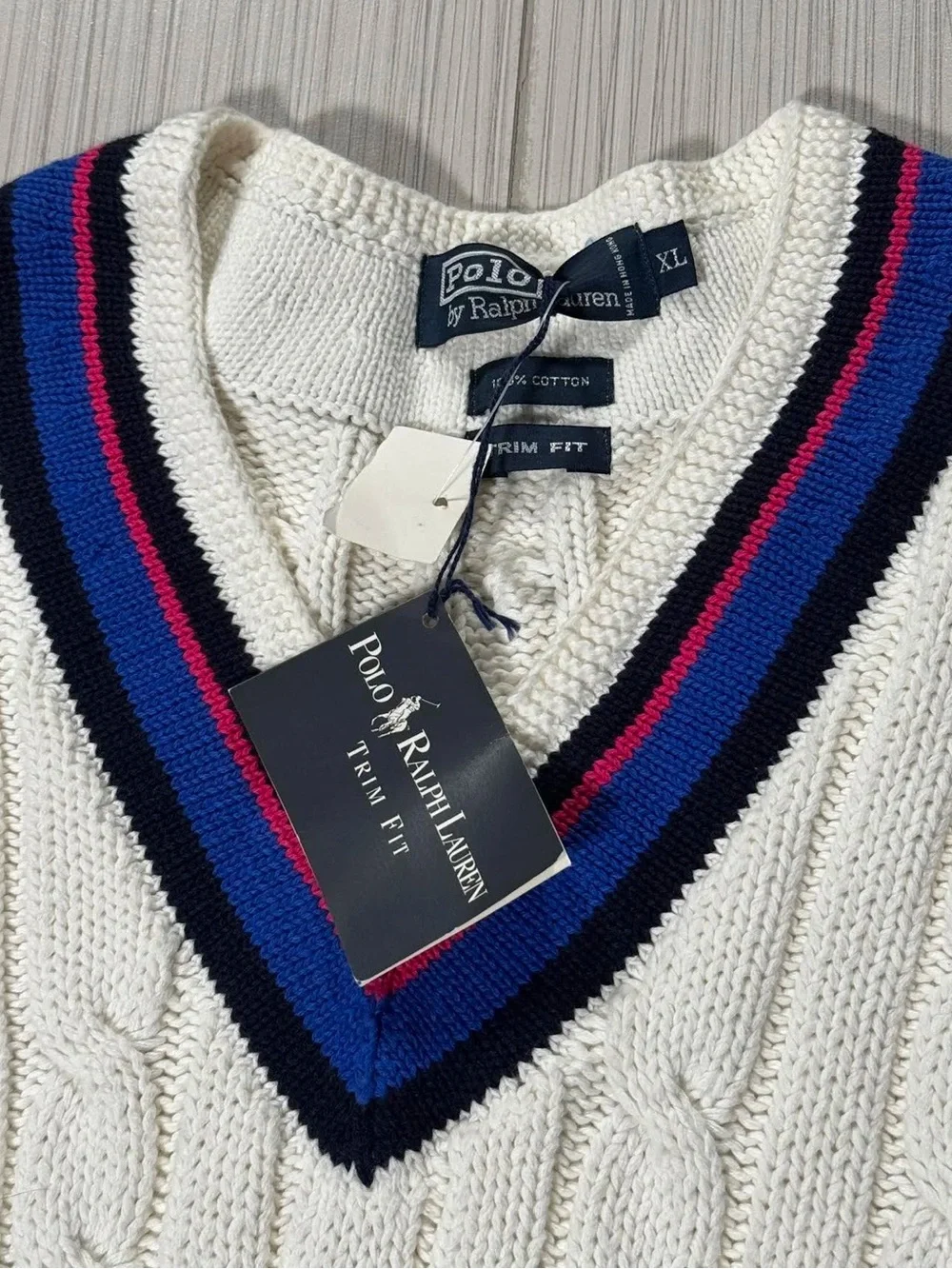 Vintage Polo Ralph Lauren Cable Knit Cricket Sweater Vest (Size XL,